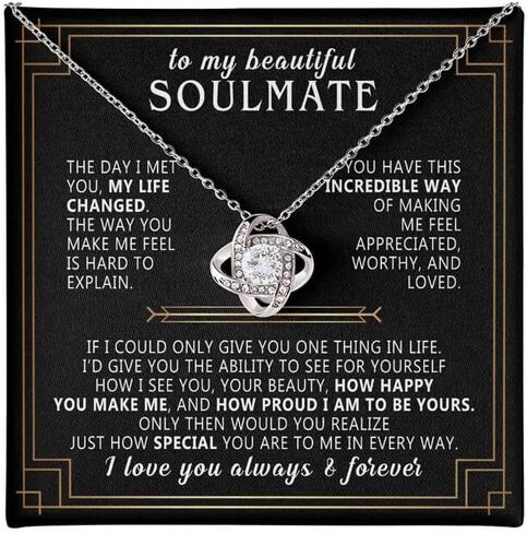 VIRAGIL To My Soulmate Necklace, Gifts For Soulmate Romantic, Wife Birthday Gift Ideas Necklace, Necklace For Wife From Husband, Message Card and Gift Box, Valentine Gift for Girlfriend in Saudi Arabia