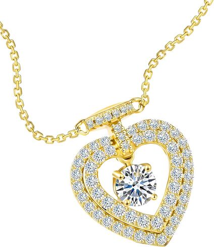 Moissanite Halo Heart Pendant 18K Gold Plated Sterling Silver Perfume Bottle Necklace for Women Wedding Anniversary Birthday Christmas Valentine Engagements Mothers Day Jewelry in Saudi Arabia