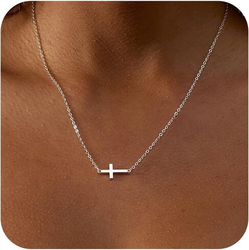 Gold Cross Necklace for Women - Dainty 14K Gold Plated Cross Necklace Layered Cross Pendant Necklaces for Women Trendy Faith Jewelry First Communion Gifts in Saudi Arabia