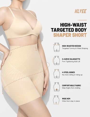KLVEE High Waisted Shapewear Tummy Control Shorts for Women, Body Shaper, Seamless Shaping Thigh Slimmer Under Dress in Saudi Arabia