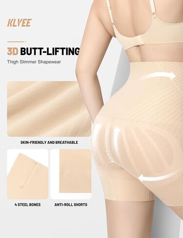 KLVEE High Waisted Shapewear Tummy Control Shorts for Women, Body Shaper, Seamless Shaping Thigh Slimmer Under Dress in Saudi Arabia