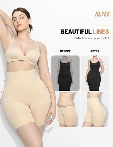 KLVEE High Waisted Shapewear Tummy Control Shorts for Women, Body Shaper, Seamless Shaping Thigh Slimmer Under Dress in Saudi Arabia