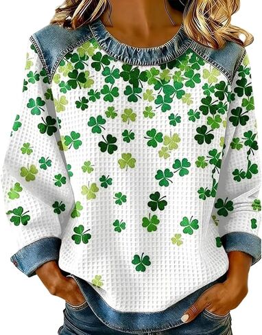 Women's St. Patrick's Day Sweatshirt Irish Pullover Shirts, Cute Tops Long Sleeve Crewneck Shirt in Saudi Arabia