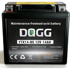 YTX14-BS Battery, 12V 14Ah 180CCA Rechargeable SLA Maintenance Free Sealed AGM Motorcycle Battery for ATV/UTV, Scooter, 4 Wheeler, Snowmobile and More Powersports Batteries in Kuwait