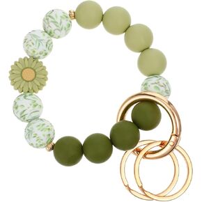 سيليكون مطرز سلسلة المفاتيح المعصم لطيف حلقة رئيسية سوار سلسلة المفاتيح المرنة السوار مع 2 مفاتيح حلقات مفاتيح السيارة سلسلة سلاسل المفاتيح حامل الإسورة للنساء (الأخضر) in Kuwait