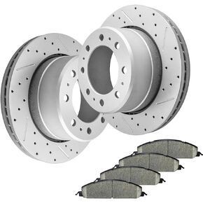 Rear Disc Brake Rotors Brake Kits Ceramic Brake Pads Drilled and Slotted Disc Brake Rotors for Dodge Ram 2500 3500 2009-2010 Ram 2500 3500 2011-2018 Ram 1500 2012 w/Hardware in Saudi Arabia