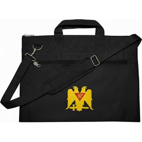 Masonic Scottish Rite 32 Degree Double Eagle Wings Down Black Tote Bag Gold Printed, Lightweight with Hand & Shoulder Carry in Kuwait