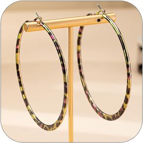 Leopard Print Oversized Hoop Earrings For Women Lightweight Round Circle Thin Profile Statement Retro Boho Chic Fashion Jewelry For Party in Saudi Arabia