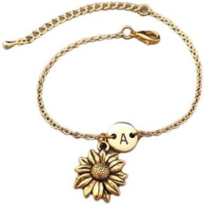 Sunflower charm bracelet, sunflower charm, adjustable bracelet, flower, personalized bracelet, initial bracelet, monogram in Kuwait