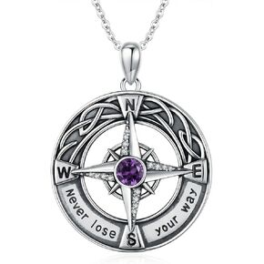 Celtic Knot Compass Necklace for Women, Birthstone Graduation Jewelry Gift for Friend Classmate Graduate Keepsake, Compass Birthstone Jewelry for Her in Kuwait