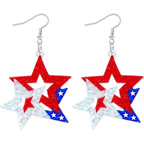 Patriotic 4th of July Earrings for Women Red White Blue Acrylic Patriotic Earrings American Flag Star Earring for Independence Day Gifts in Kuwait