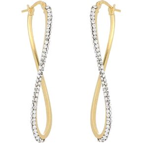 Oval Wave Earrings with White Crystals in Kuwait