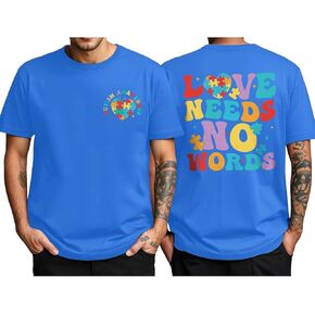Autism Awareness Shirt Men Love Needs No Words Tshirt Autism Acceptance Shirt Heart Puzzle Piece Tee Gifts in Kuwait