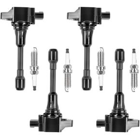 حزمة ملف الإشعال UF549 وIridium Spark Plug 9029 مجموعة من 4 متوافقة مع Sentra Altima Versa Rogue Cube Urvan Frontier March NP300 QX60 Q70 FX50 M56 in Kuwait