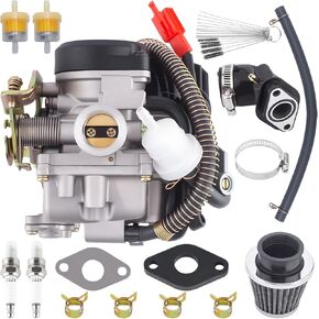 GY6 50cc المكربن ​​متوافق مع 49CC 4-السكتة الدماغية 50CC Taotao Go Kart Scooter ATVS Quads Moped استبدال لمحركات PD18J 139QMB 139QMA Carb مع مشعب السحب وفلتر الهواء in Kuwait