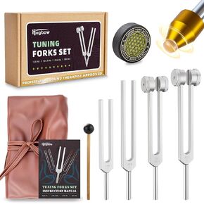 Tuning Forks for Healing, Aluminum Alloy Tuning Fork 128Hz, 136.1Hz, 256Hz, 384Hz, Hockey Puck Activator & Gem feet, Weighted & Unweighted Tuning Fork Set with Vegan Leather Pouch in Kuwait