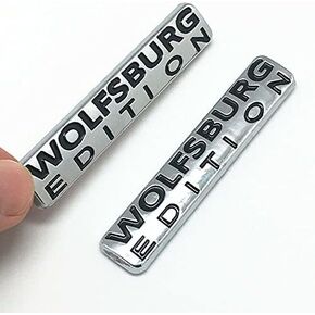 2Pc Wolfsburg Edition Emblem Car Trunk Rear Badge Fender Decal Sticker Fit for Universal Cars (Black Chrome) in Kuwait