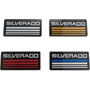 4 PCS Cab Emblem Badge Side Roof Pillar Decal Plate Compatible with Chevy Silverado 88-98 90 91 Suburban Tahoe (White/Yellow/Red/Blue Line) in Kuwait