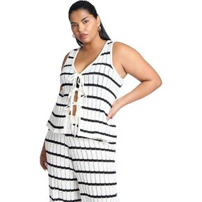ELOQUII Women's Plus Size Tie Front Tank in Kuwait