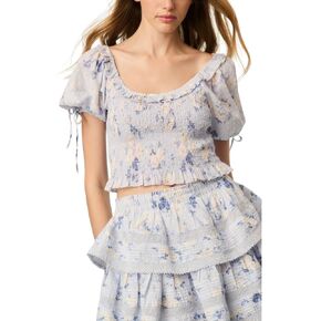 بلوزة Molly للسيدات من LOVESHACKFANCY، مقاس S، أزرق in Kuwait