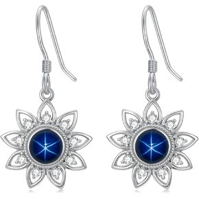 Linde Star Earrings for Women Blue Star Sapphire Dangle Drops Earrings for Women Linde Star Sapphire Dangle Earrings 925 Sterling Silver Dangle Earrings for Her Women in Saudi Arabia