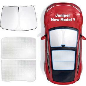 3PCS Tesla Model Y Sunshade Set for Juniper 2025-2026, Windshield Sun Shade & Sunshade Roof, Glass Sunroof Cover [No Gaps No Sagging] Front Window Shades Protect Interior Dashboard & Screen in Kuwait