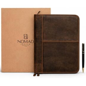 حافظة جلدية بسحاب - محفظة أعمال للرجال والنساء، محفظة وسادة قانونية، مجلد جلدي، حافظة احترافية للاجتماعات والمقابلات in Kuwait