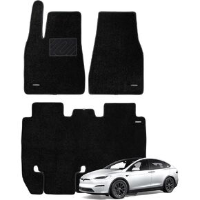 WENNEBIRD Superior Carpet Floor Mats for 2015-2020 Tesla Model X 6 Seats (Not for 5 Seats & 7 Seats & Chrome Rails), 0.6-Inch Ultra-Thick, Noise-Reducing, All-Weather Waterproof Anti-Slip – 3-Pc Set in Kuwait
