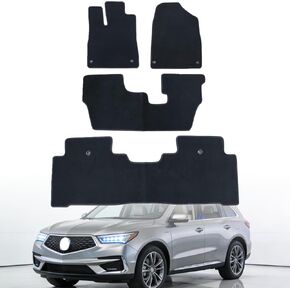 Mythoria Car Floor Mats Full Set Fit for Acura MDX 2014 2015 2016 2017 2018 2019 2020 | Black, Velour Carpet | Waterproof, with Anti-Slip Backing in Kuwait