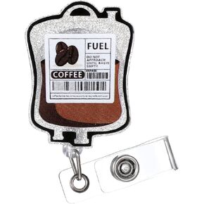 Funny Coffee Fuel Badge Reel, Retractable Coffee Badge Holder with Clip, Sturdy Durable Nurse Badges Reels for Caregivers Nurses Doctors Teachers Healthcare Workers Emergency Room Staff Office Gifts in Kuwait
