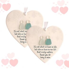 قطعتان من ديكور الصداقة من زجاج البحر على شكل قلب، تذكار قلب الصداقة الخالدة - قلادة عيد الميلاد، فن زجاج البحر لشجرة عيد الميلاد المعلقة، للأصدقاء أو العشاق in Kuwait