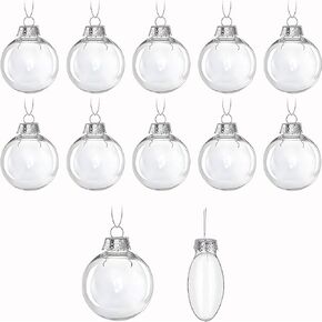 12 Pcs Christmas Ball Ornaments,3.15" DIY Clear Plastic Fillable Ornament Balls Flat Sphere Hanging Ornament Set for Christmas Tree, Halloween and Wedding Birthday Party Decorations (80mm) in Kuwait