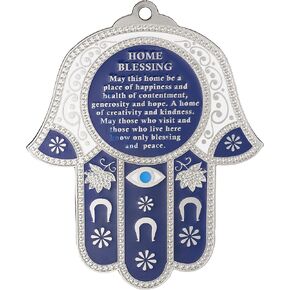 Hamsa Wall Decor Red/Blue Evil Eye Charm Protection Amulet Home/Business Good Luck Charms in English/Hebrew Blessings in Kuwait