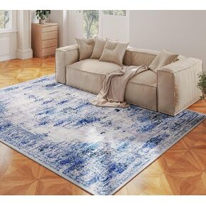 jxgzyy Washable Area Rug 5x7, Non Slip Living Room Rug, 0.2'' Low Pile Soft Carpet for Bedroom, Stain Resistant Kitchen Rug, Modern Abstract Speckled Blue in Kuwait