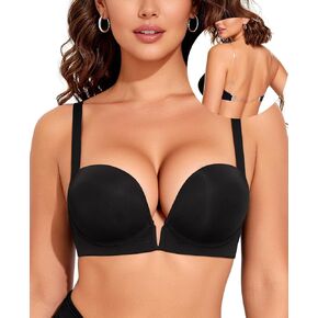 حمالة صدر YBCG بدون ظهر مع أشرطة شفافة ورسن خلفي قابل للتغطية ومبطن بالدفع للأعلى إضافة كوب حمالات صدر داخلية للنساء in Kuwait