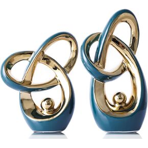 Black Gold Modern Abstract Art Home Decor Accent,Statues Coffee Table Decor for Living Room,Table Centerpieces for Dining Room,Ceramic Sculptures and Gold Knick Knacks for TV Stand Decor (Black Gold) in Kuwait