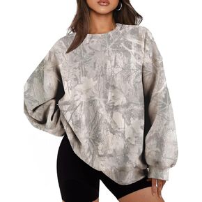 Camo Sweatshirt for Women,Maple Leaf Print Oversized Hoodie for Women,womens Camo Crewneck Sweatshirt in Saudi Arabia