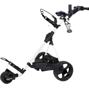 عربة جولف كهربائية محملة بالكامل في عطلة نهاية الأسبوع بدون جهاز تحكم عن بعد، مع حامل مشروبات، حامل مظلة، حامل بطاقة الأداء، أبيض in Kuwait