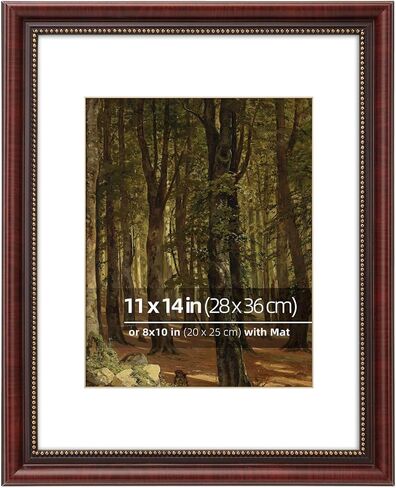8x10 in Black Wooden Decorative Picture Frame, Ornate Gold Beaded Inner, Matted for 5x7 Photo, Tabletop or Wall Mount Display, Real Glass in Saudi Arabia
