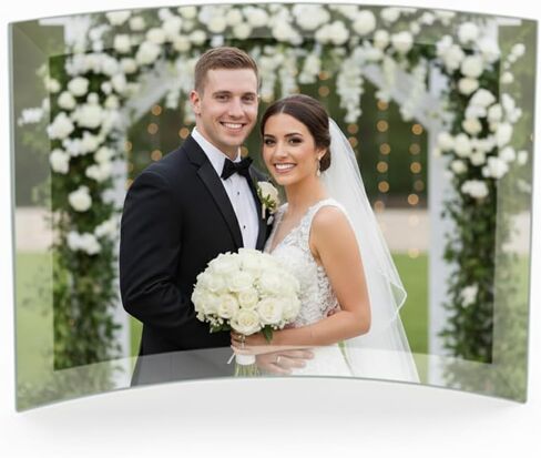 Ice Prints Frameless Curved Glass Photo Prints Tabletop Personalized Crystal Photo Glass Picture Order Photo Prints Glass Pictures From Photos Our Personalized Gifts are Self Standing, 6" x 4", Bridal Shower in Saudi Arabia