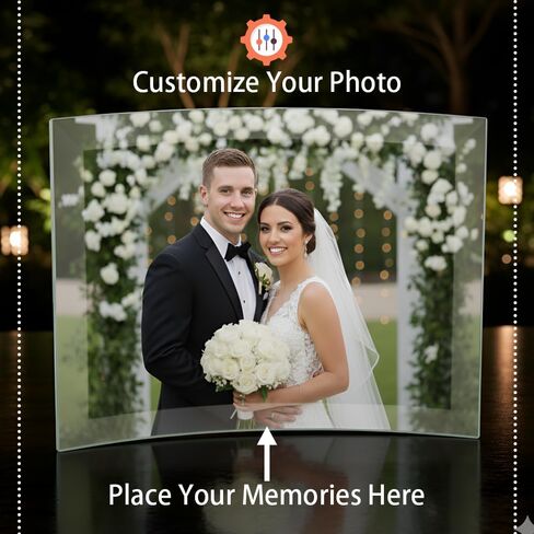Ice Prints Frameless Curved Glass Photo Prints Tabletop Personalized Crystal Photo Glass Picture Order Photo Prints Glass Pictures From Photos Our Personalized Gifts are Self Standing, 6" x 4", Bridal Shower in Saudi Arabia