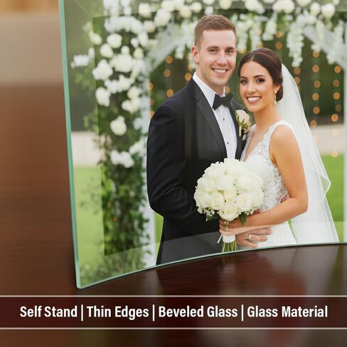 Ice Prints Frameless Curved Glass Photo Prints Tabletop Personalized Crystal Photo Glass Picture Order Photo Prints Glass Pictures From Photos Our Personalized Gifts are Self Standing, 6" x 4", Bridal Shower in Saudi Arabia