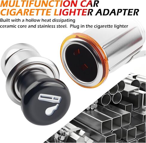Car Cigarette Lighter Socket with Cigarette Lighter Heater,12V Cigarettes Lighters for Car with Built-In 10A Fuse & 24" Cable,Universal Cigarettes Lighters Cars Accessories in Kuwait