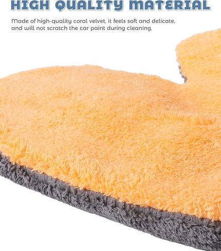 2PCS Car Wash Mitt,Coral Fleece Wash Mitts for Automotive Washing,Car Accessories No Scratch Microfiber Dusting Mitts with Thumb Washable Reusable,Suitable for Auto Washing and Detailing in Kuwait