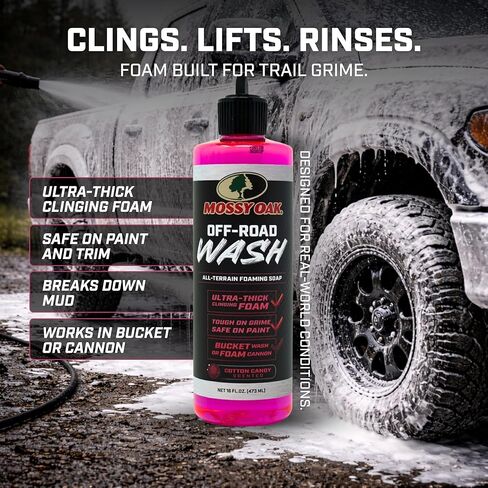 CLENZOIL Mossy Oak Off-Road Wash, Heavy Duty High-Foam Concentrated Car Soap for Trucks SUVs Cars Jeeps UTVs ATVs, Removes Mud Dirt Road Grime Bugs & Pollen, Safe on All Surfaces, Made in USA, 16 oz in Kuwait