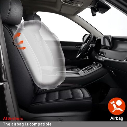 7 Seats Car Seat Covers Fit for Hyundai Palisade 2020-2024 2025,Full Set Seat Cover Waterproof Faux Leather Seat Covers with Airbag Compatible(Black, 3 Rows 7 Seats) in Kuwait