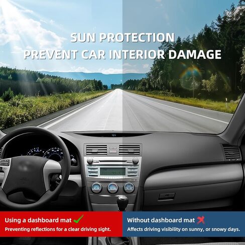 حصيرة غطاء لوحة القيادة لسيارة Toyota Camry 2007 2008 2009 2010 2011 بوليستر مخصص مناسب لملحقات Toyota Camry غطاء لوحة القيادة (Camry 2007-2011، أسود) in Kuwait