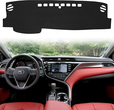 حصيرة غطاء لوحة القيادة لسيارة Toyota Camry 2007 2008 2009 2010 2011 بوليستر مخصص مناسب لملحقات Toyota Camry غطاء لوحة القيادة (Camry 2007-2011، أسود) in Kuwait