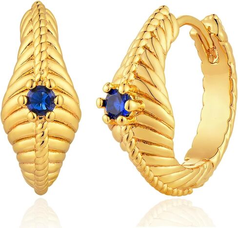 BENEIGE Women Hoop Huggie Earrings 14K Gold Plated Cubic Zirconia Earrings Simple Boho Earrings Handmade Hypoallergenic Jewelry Gifts in Kuwait