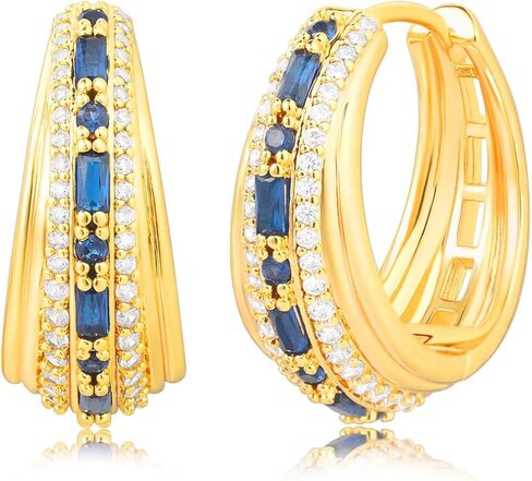 BENEIGE Women Hoop Huggie Earrings 14K Gold Plated Cubic Zirconia Earrings Simple Boho Earrings Handmade Hypoallergenic Jewelry Gifts in Saudi Arabia